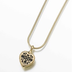 Golden Lattice Heart Cremation Pendant, Jewelry Yellow