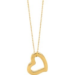 14k Yellow Gold Heart Shaped Tube Pendant Necklace, 18"