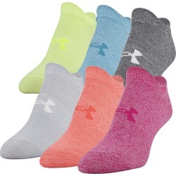 Under Armour Women's Essential 2.0 No Show Socks - 6 Pack Exuberant Pink/Beta/Pink M
