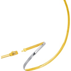 Two Tone Reversible Omega Chain Necklace In 14k Yellow Gold And Sterling Silver, 3mm, 18"