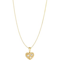 14k Yellow Gold Heart Pendant Chain Necklace, 18"