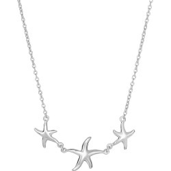 Sterling Silver Star Fish Pendant Womens Necklace, 18"