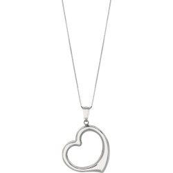 14k White Gold Open Heart Pendant Necklace, 18"