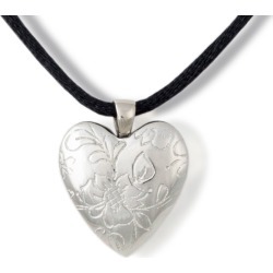 White Bronze Floral Heart Cremation Pendant, Jewelry Brown