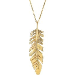 14k Yellow Gold Feather Pendant Necklace,18"