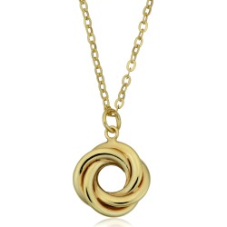 10K Yellow Gold Love Knot Pendant Necklace, 18"
