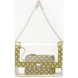 Clear Stadium Shoulder Bag Olive Green & White Chrissy Medium by SCORE! The Official Game Day Bag