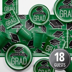 Graduation School Spirit Green Party Supplies Kit