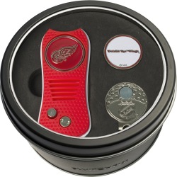 Tin Gift Set with Switchfix Divot Tool- Cap Clip and Golf Ball Marker Detroit Red Wings