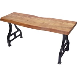 Wood Bench with Metal Legs