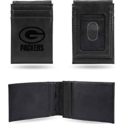 Green Bay Packers Laser Engraved Black Front Pocket Wallet
