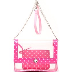 Clear Stadium Shoulder Bag Pink & Light Pink Chrissy Medium by SCORE! The Official Game Day Bag