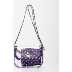 Clear Stadium Shoulder Bag Purple & White Chrissy Small by SCORE! The Official Game Day Bag