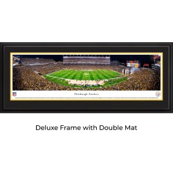 Pittsburgh Steelers Football (Night) - Double Mat - Deluxe Framed Panoramic Print