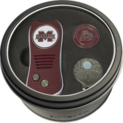 Tin Gift Set with Switchfix Divot Tool- Cap Clip and Golf Ball Marker Mississippi State Bulldogs