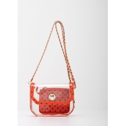 Clear Stadium Shoulder Bag Orange & Navy Blue Chrissy Small by SCORE! The Official Game Day Bag
