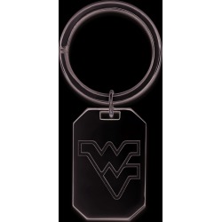 Sterling Silver Rhodium Plated LogoArt West Virginia University Key Chain