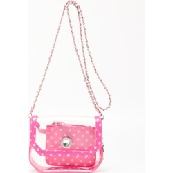 Clear Stadium Shoulder Bag Pink & Light Pink Chrissy Small by SCORE! The Official Game Day Bag