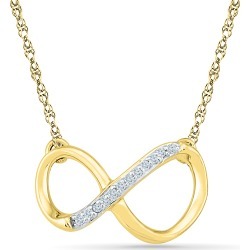 Diamond Accent Infinity Necklace in Gold Flash-Plated Sterling Silver