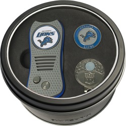 Tin Gift Set with Switchfix Divot Tool- Cap Clip and Golf Ball Marker Detroit Lions