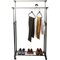 Simplify Double Tier Adjustable Height Rolling Garment Rack