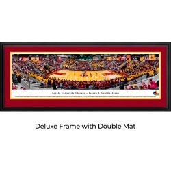 Loyola Ramblers Basketball - Double Mat - Deluxed Framed Panoramic Print