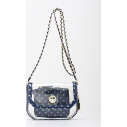Clear Stadium Shoulder Bag Navy Blue & Gold Chrissy Small by SCORE! The Official Game Day Bag
