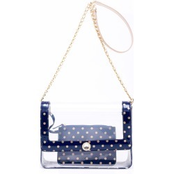 Clear Stadium Shoulder Bag Navy Blue & Gold Chrissy Medium by SCORE! The Official Game Day Bag