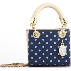 Ladies Navy Blue & Gold Small Satchel Top Handle Purse - Jacqui by SCORE! The Official Game Day Bag