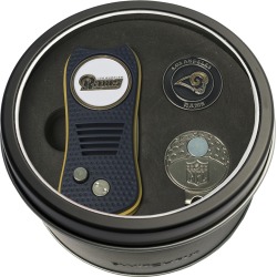 Tin Gift Set with Switchfix Divot Tool- Cap Clip and Golf Ball Marker Los Angeles Rams