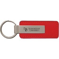 Illinois State University - Leather and Metal Keychain - Red