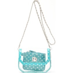 Clear Stadium Shoulder Bag Turquoise & Silver Chrissy Small by SCORE! The Official Game Day Bag