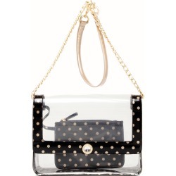 Clear Stadium Shoulder Bag Black & Gold Chrissy Medium by SCORE! The Official Game Day Bag