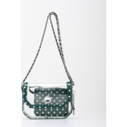 Clear Stadium Shoulder Bag Forest Green & White Chrissy Small by SCORE! The Official Game Day Bag