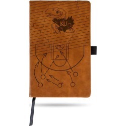 Kansas University Basketball Laser Engraved Brown Notepad With Elastic Band