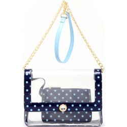 Clear Stadium Shoulder Bag Navy Blue & Light Blue Chrissy Medium by SCORE! The Official Game Day Bag