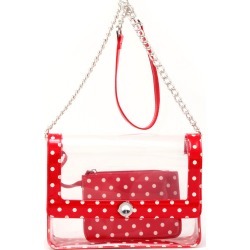 Clear Stadium Shoulder Bag Racing Red & White Chrissy Medium by SCORE! The Official Game Day Bag