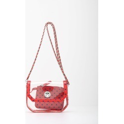 Clear Stadium Shoulder Bag Racing Red & Navy Blue Chrissy Small by SCORE! The Official Game Day Bag