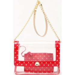 Clear Stadium Shoulder Bag Racing Red & Gold Chrissy Medium by SCORE! The Official Game Day Bag