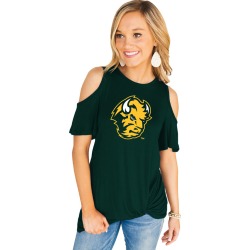 North Dakota State Bison Get Twisted Cold Shoulder Twist Top by Gameday Couture