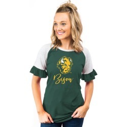 North Dakota State Bison Down The Line Ruffle Sleeve Top by Gameday Couture