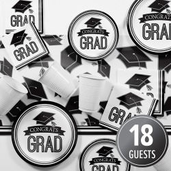 Graduation School Spirit White Party Supplies Kit Graduation School Spirit White Party Supplies Kit