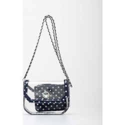 Clear Stadium Shoulder Bag Navy Blue & White Chrissy Small by SCORE! The Official Game Day Bag