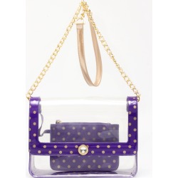 Clear Stadium Shoulder Bag Purple & Yellow Gold Chrissy Medium by SCORE! The Official Game Day Bag