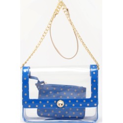 Clear Stadium Shoulder Bag Blue & Gold Chrissy Medium by SCORE! The Official Game Day Bag