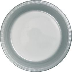 Shimmering Silver Plastic Plates - 50 Count