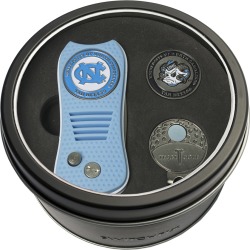 Tin Gift Set with Switchfix Divot Tool- Cap Clip and Golf Ball Marker North Carolina Tar Heels