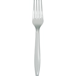 Shimmering Silver Plastic Forks - 50 Count