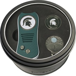 Tin Gift Set with Switchfix Divot Tool- Cap Clip and Golf Ball Marker Michigan State Spartans