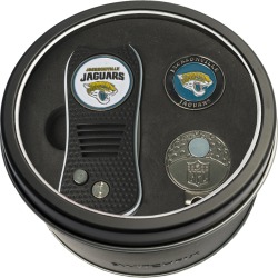 Tin Gift Set with Switchfix Divot Tool- Cap Clip and Golf Ball Marker Jacksonville Jaguars